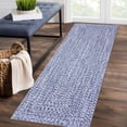 thumbnail image 1 of Runner Rug 2x8 Feet Print Braided Washable Hallway Runner, Non-Slip Stain Resistant Area Rug Farmhouse Solid Printed Weaving Kitchen Mat Entryway Carpet for Bedside, Blue, 1 of 7