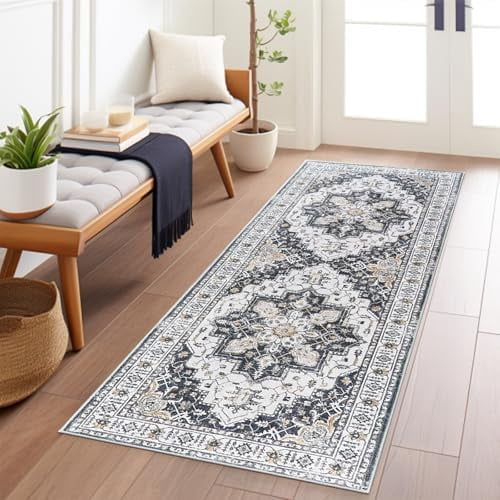 Runner Rug 2x8, Washable Hallway Runner Rugs, Non-Slip Low-Pile Soft ...