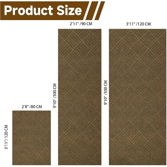 Runner Rug 3'11" x 9'10", Commercial Front Door Mat, Heavy Duty Indoor Outdoor Doormat, Outdoor Mats for Entrance, Non-Slip Entry Mat for High Traffic Area