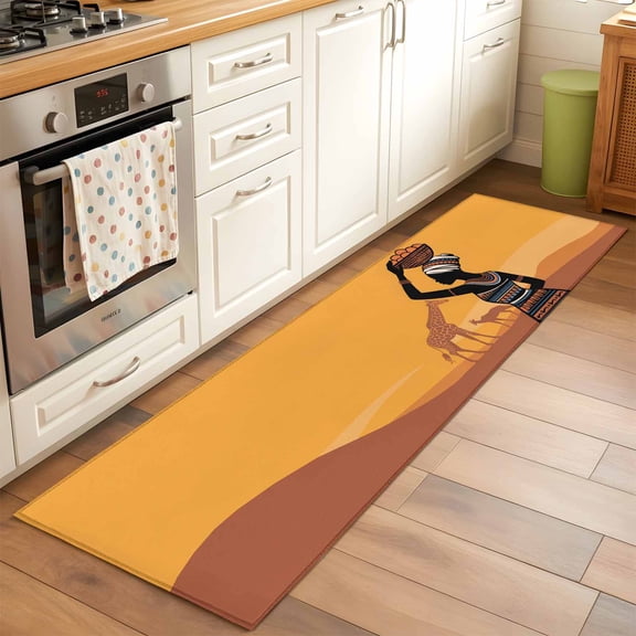 Runner Rug for Bedroom Hallway, Africa Ethnicity Women Kitchen Runner Rugs Area Rug 2x6ft, Animals Giraffe Washable Soft Floor Carpet for Entryway Stair