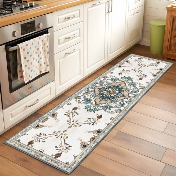 Runner Rug for Bedroom Hallway, Bohemia Native Farmhouse Flower Kitchen Runner Rugs Area Rug 2x6ft, Abstract Retro Tribal Washable Soft Floor Carpet for Entryway Stair