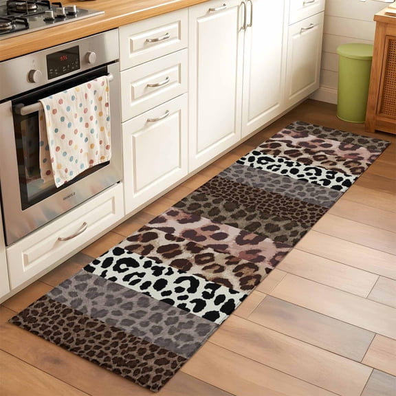 Runner Rug for Bedroom Hallway, Farmhouse Leopard Texture Kitchen Runner Rugs Area Rug 2x6ft, Country Animal Printed Washable Soft Floor Carpet for Entryway Stair