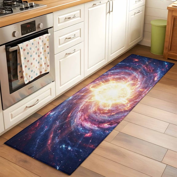 Runner Rug for Bedroom Hallway, Galaxy Planet Theme Kitchen Runner Rugs Area Rug 2x6ft, Moon Outer Space Washable Soft Floor Carpet for Entryway Stair