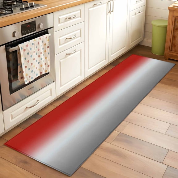 Runner Rug for Bedroom Hallway, Modern Red Grey Abstract Geometric Art Kitchen Runner Rugs Area Rug 2x6ft, Ombre Minimalism Washable Soft Floor Carpet for Entryway Stair