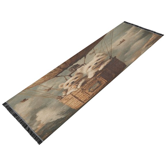Runner Rug Classical Design Cute Dog on Hot Air Style Modern Pattern 72x23.5in Indoor Washable Runner Rug