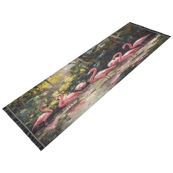 Runner Rug Classical Design Flamingos In The Forest Modern Pattern 72x23.5in Indoor Washable Runner Rug