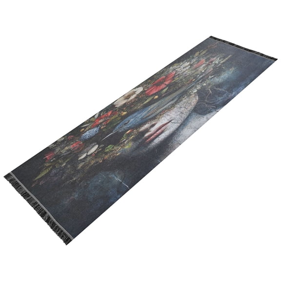 Runner Rug Classical Design Girl with Forals Cap Style Modern Pattern 72x23.5in Indoor Washable Runner Rug