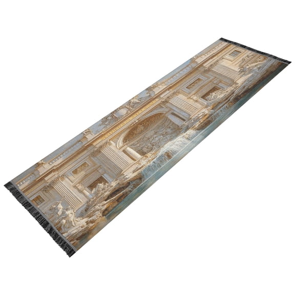 Runner Rug Classical Design Great Chruch Fountain Painting Style Modern Pattern 72x23.5in Indoor Washable Runner Rug