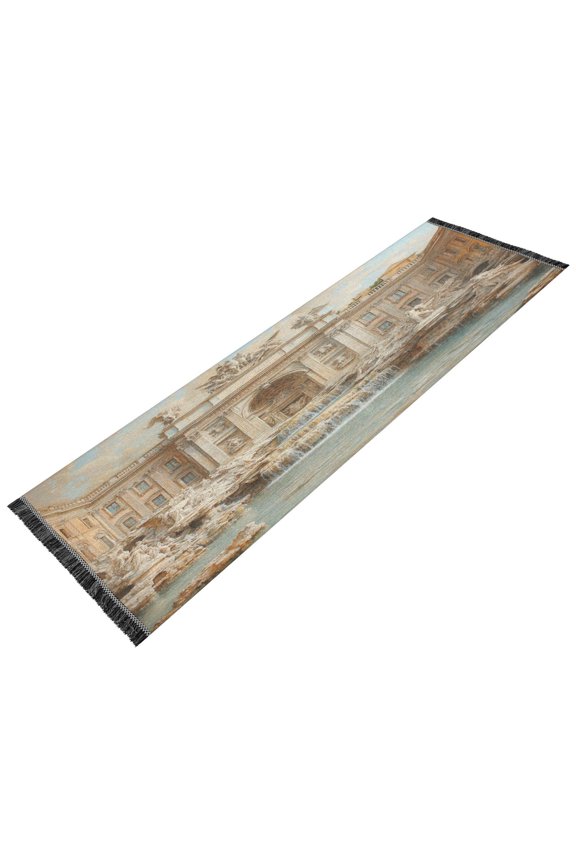 Runner Rug Classical Design Great Chruch Fountain Style Modern Pattern 72x23.5in Indoor Washable Runner Rug
