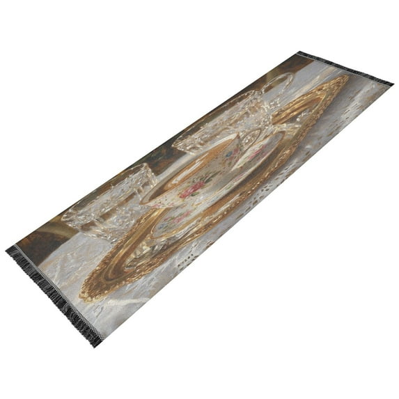 Runner Rug Classical Design Latte Painting Style Modern Pattern 72x23.5in Indoor Washable Runner Rug