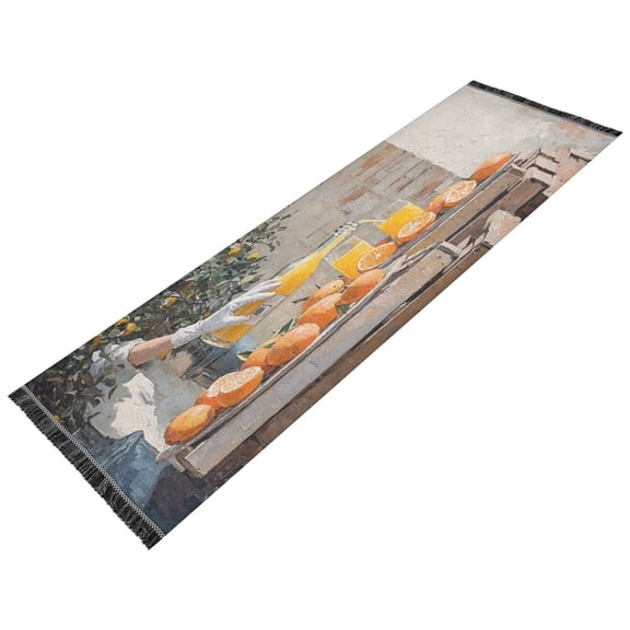 Runner Rug Classical Design Orange Juice Style Modern Pattern 72x23.5in Indoor Washable Runner Rug