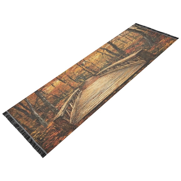 Runner Rug Classical Design Wooden Bridge Style Modern Pattern 72x23.5in Indoor Washable Runner Rug