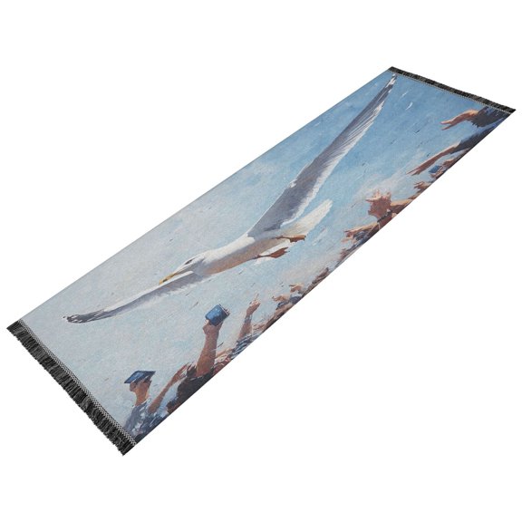 Runner Rug Classical Painting Of A Seagull Flying Style Pattern 72x23.5 indoor Washable Runner Rug
