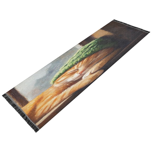 Runner Rug Classical Sleepping Cat Style Pattern 72x23.5 indoor Washable Runner Rug