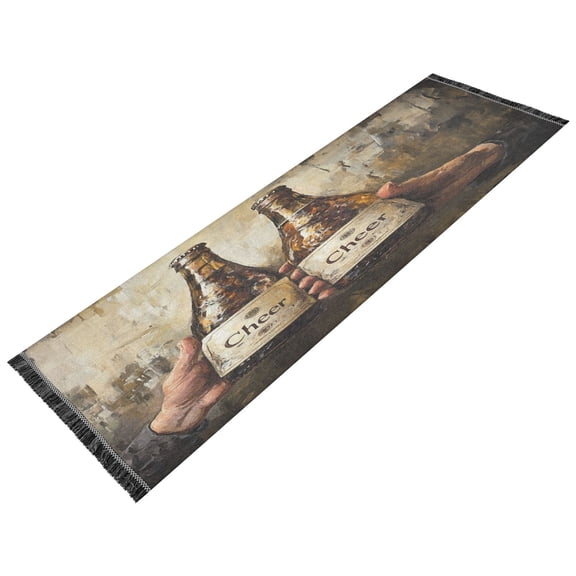 Runner Rug Classical Two Bottles Of Cheer Painting Style Pattern 72x23.5 indoor Washable Runner Rug