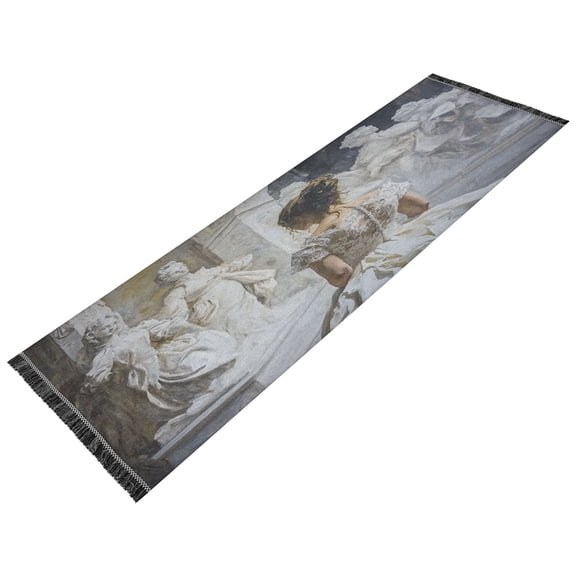 Runner Rug Classical White Marble Monument Sculptures Painting Style Pattern 72x23.5 indoor Washable Runner Rug
