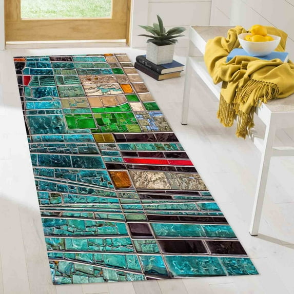 Runner Rug, Customs Rugs, Classic Rugs, Step Rugs, Stained Glass Rug, Colorful Glass Rugs, Large Rug, Modern Rug, Kitchen Rug, Home Decor, 5.9'x9.2' - 180x280 cm