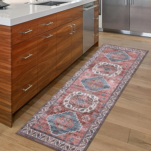 Runner Rug for Hallway 2x6 Washable Kitchen Runner Rug Stain Resistant Non-Slip Low-Pile Indoor Throw Floor Carpet Rug for Living Room Bedroom Nursery, Pink