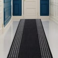 thumbnail image 1 of Playa Rug Checkered Border Non-slip Contemporary 26-inch Wide Runner Rug 14 Feet - Black, 1 of 6