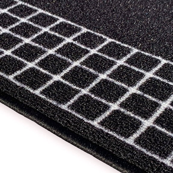 Playa Rug Checkered Border Non-slip Contemporary 26-inch Wide Runner Rug 34 Feet - Black
