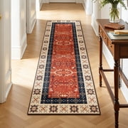 2'x6' Runner Rug, Yamaziot Washable Rug Runner for Hallway, Non Slip Laundry Room Mat Kitchen Floor Carpet, Persian Boho Orange