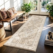 Runner Rug for Hallway, Yamaziot 2x6 Washable Rug for Floor with Rubber Backing, Vintage Boho Area Rug Bedroom Carpet Indoor Door Mat for Laundry Living Room Entrance