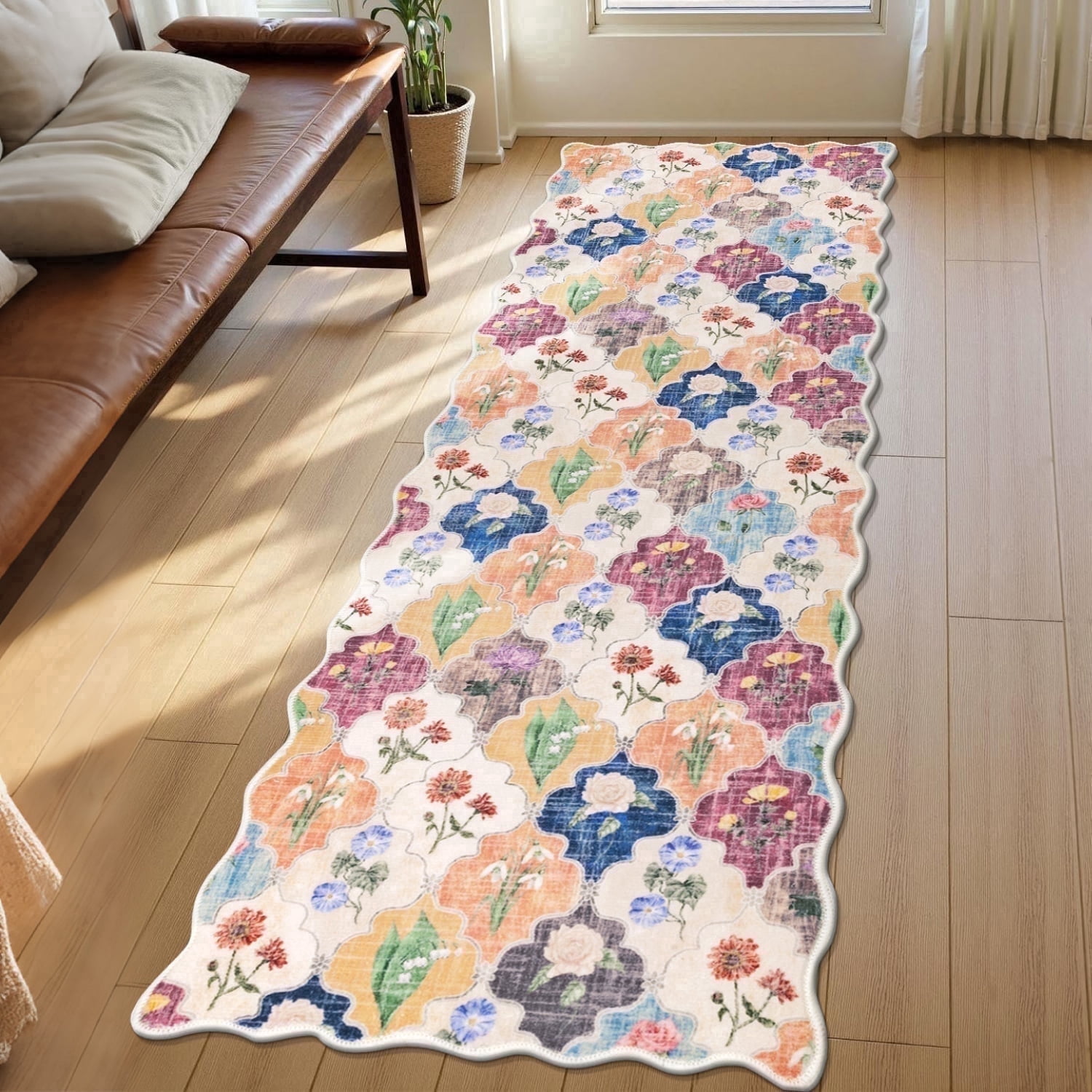 Yamaziot 2x6ft Boho Runner Rug, Indoor/Outdoor, Washable, Non-Slip for ...