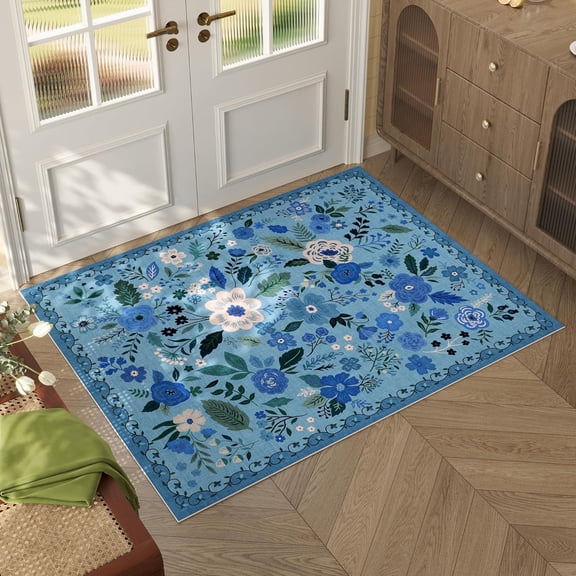 Runner Rug for Hallways Kitchen Runner Rug Non Slip 2''x 6'' Washable Runner Rugs with Rubber Backing Soft Floral Carpet Runner for Hallways, Kitchen, Laundry, Bedroom, Bathroom(Beige)