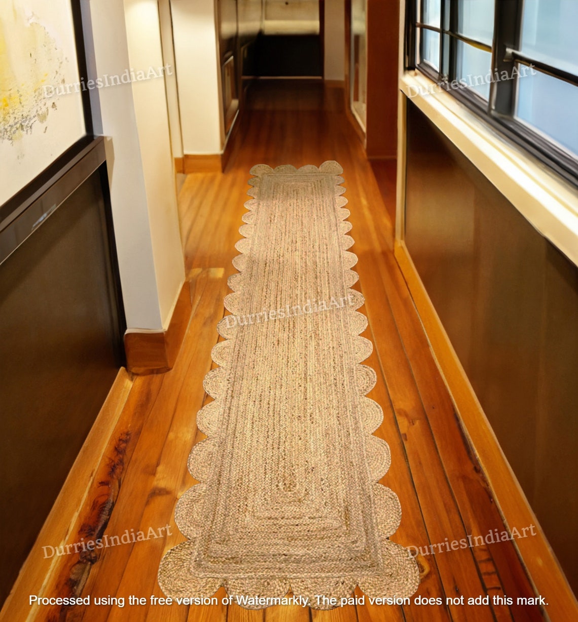 RED CHRISTMAS TRUCK 100 Natural Braided Jute Runner 13" x 36" Oval