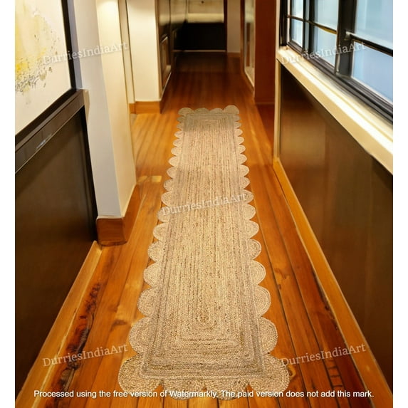 Runner Rug - Scalloped Runner Rug, Jute Runner Rug, Bohemian Scallop Rug, Natural Jute Rug, Scalloped Jute Rug, Jute Scallop Rug, Custom Rug