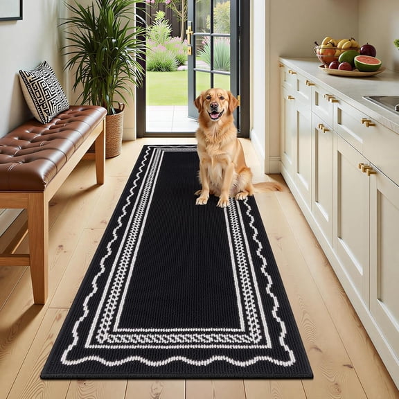 Runner Rug, Yamaziot 2'x6' Rug Runner for Hallway, Washable Kitchen Floor Mat for Indoor Outdoor, Absorbent Non Slip Utility Doormat, Entrance Rug Carpet Dirt Trapper