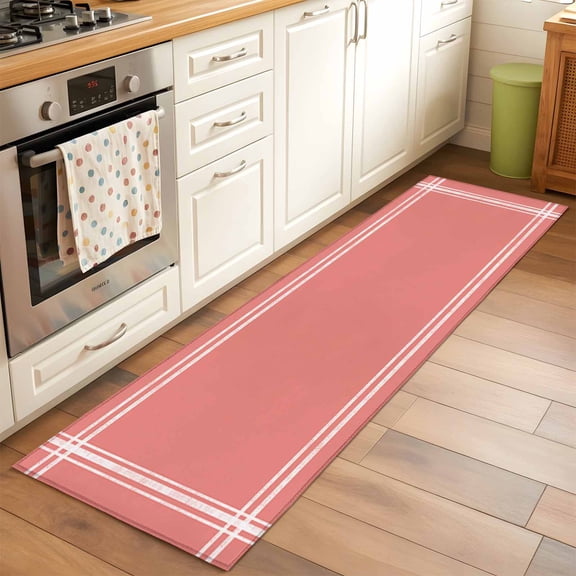 Runner Rug for Bedroom Hallway, Coral Red Kitchen Runner Rugs Area Rug 2x6ft, Solid Color Washable Soft Floor Carpet for Entryway Stair