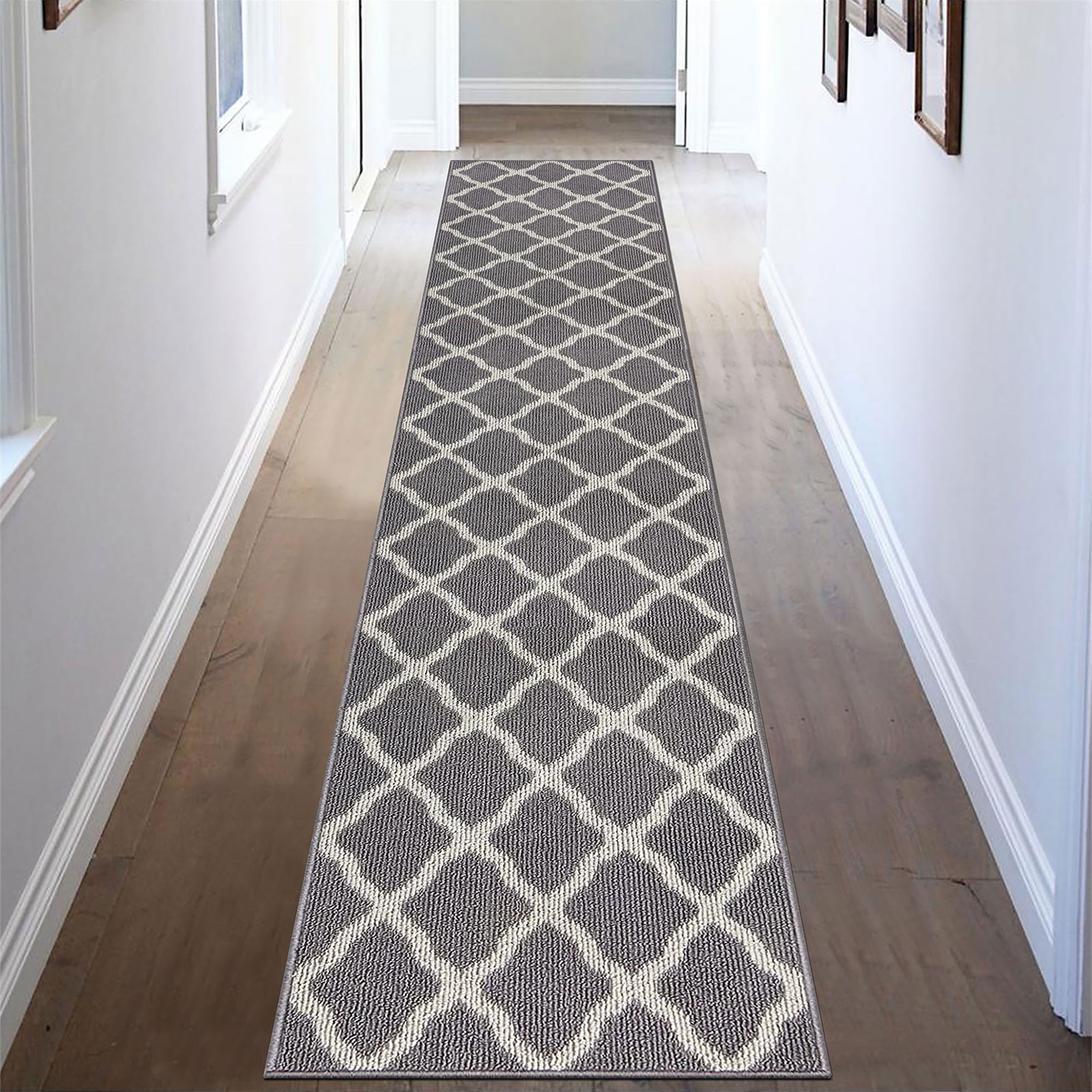 Runner Rug for Hallway 2×10feet Non Slip Kitchen Floor Carpet Runners Geometric Pattern Machine Washable Area Rug for Entryway Bathroom