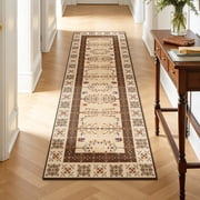 2'x6' Runner Rug, Yamaziot Washable Rug Runner for Hallway, Non Slip Laundry Room Mat Kitchen Floor Carpet, Persian Boho Beige