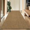 thumbnail image 1 of Koloko Outdoor Runner Rug Indoor Non-Slip Area Rugs Custom Size Carpet Runners with Rubber Backing Mat for Hallway Kitchen Entryway Garage Laundry Striped Brown, 2ft x 56ft, 1 of 8