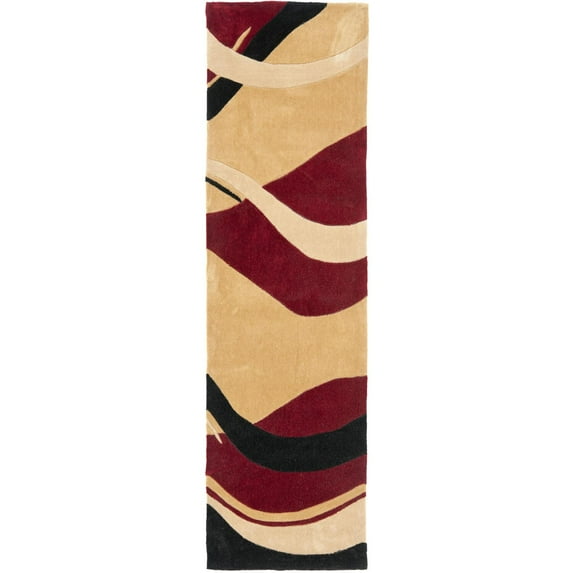 Contemporary Rug - Modern Art Polyester -Rust/Ivory-Color:Rust/Ivory,Design:Contemporary,Shape:Runner,Size:2'3" x 8'