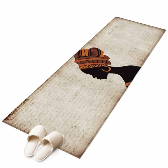 Runner Rugs 2x6 Ft, Africa Black Women Non Slip Area Rugs for Kitchen Bedroom Entryway, African Native Ethnic Vintage Washable Carpet Runner Rug Floor Mats for Bedroom Home Decor