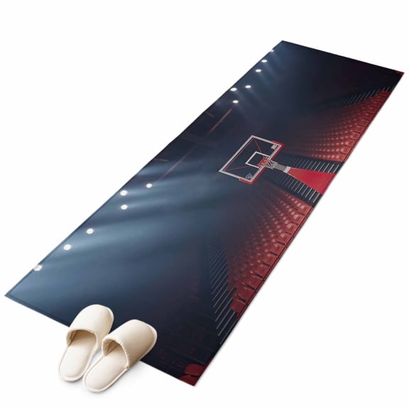 Runner Rugs 2x6 Ft, Basketball Court Non Slip Area Rugs for Kitchen Bedroom Entryway, Indoor Sports Field Scene Modern Washable Carpet Runner Rug Floor Mats for Bedroom Home Decor