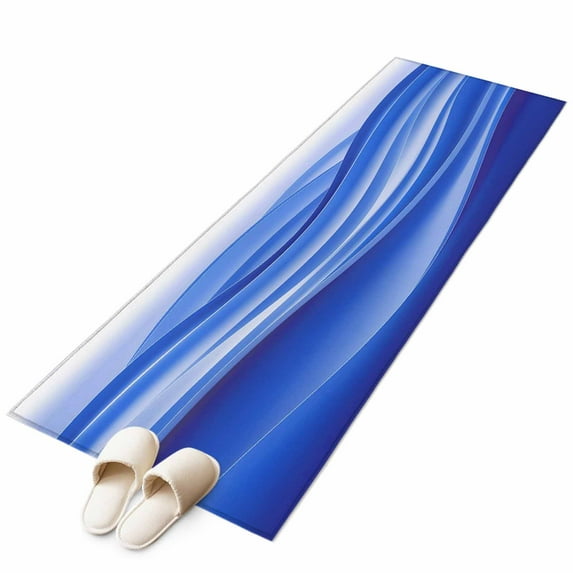 Runner Rugs 2x6 Ft, Blue Striped Non Slip Area Rugs for Kitchen Bedroom Entryway, Modern Abstract Art Wave Moire Gradient Washable Carpet Runner Rug Floor Mats for Bedroom Home Decor