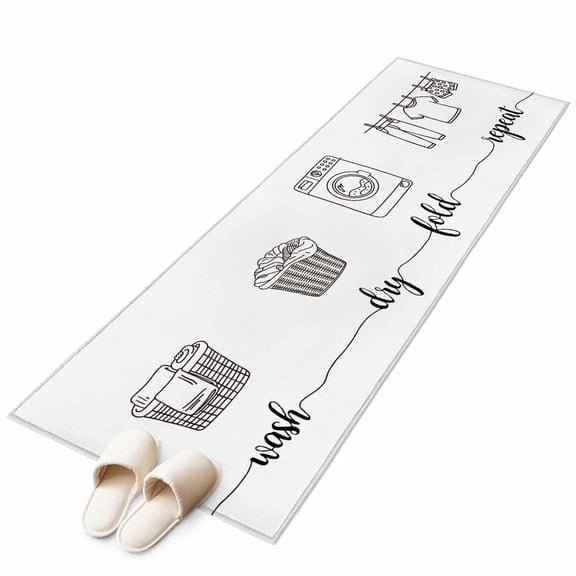 Runner Rugs 2x6 Ft, Laundry Room Non Slip Area Rugs for Kitchen Bedroom Entryway, Cartoon Wash Dry Fold Repeat Simple Lines Art Washable Carpet Runner Rug Floor Mats for Bedroom Home Decor