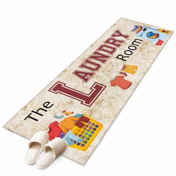 Runner Rugs 2x6 Ft, Laundry Room Non Slip Area Rugs for Kitchen Bedroom Entryway, Rustic Farmhouse Washing Machine Clothes Washable Carpet Runner Rug Floor Mats for Bedroom Home Decor