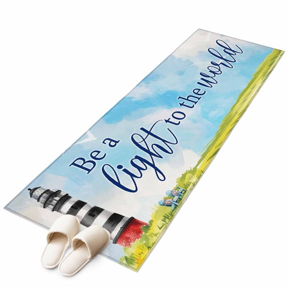 Runner Rugs 2x6 Ft, Lighthouse Non Slip Area Rugs for Kitchen Bedroom Entryway, Ocean Beach Abstract Summer Oil Painting Washable Carpet Runner Rug Floor Mats for Bedroom Home Decor