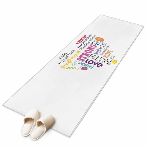 Runner Rugs 2x6 Ft, Love Peace Non Slip Area Rugs for Kitchen Bedroom Entryway, Colorful Inspirational Quotes with Love Heart Washable Carpet Runner Rug Floor Mats for Bedroom Home Decor