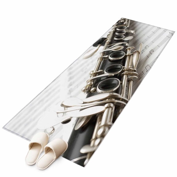 Runner Rugs 2x6 Ft, Musical Instrument Non Slip Area Rugs for Kitchen Bedroom Entryway, Saxophone Sheet Music Elegant Art Washable Carpet Runner Rug Floor Mats for Bedroom Home Decor
