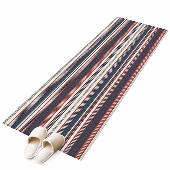 Runner Rugs 2x6 Ft, Rainbow Striped Non Slip Area Rugs for Kitchen Bedroom Entryway, Vintage Colorful Abstract Stripes Lines Washable Carpet Runner Rug Floor Mats for Bedroom Home Decor