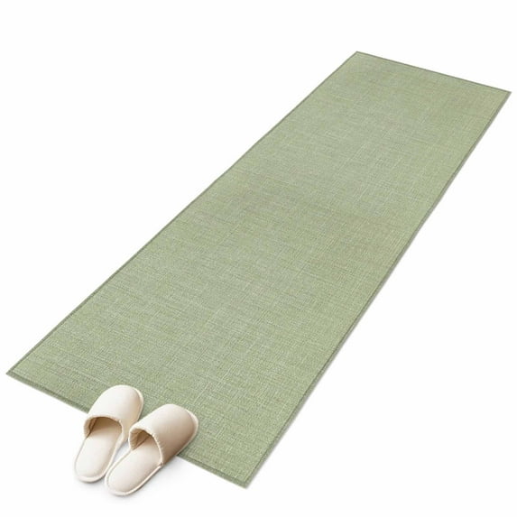 Runner Rugs 2x6 Ft, Sage Green Burlap Texture Non Slip Area Rugs for Kitchen Bedroom Entryway, Farmhouse Vintage Sage Green Washable Carpet Runner Rug Floor Mats for Bedroom Home Decor