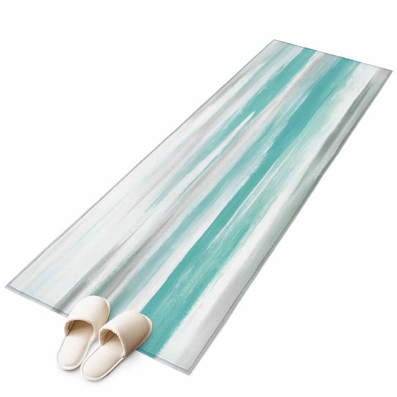 Runner Rugs 2x6 Ft, Turquoise Gray White Non Slip Area Rugs for Kitchen Bedroom Entryway, Country Abstract Ombre Mottled Washable Carpet Runner Rug Floor Mats for Bedroom Home Decor
