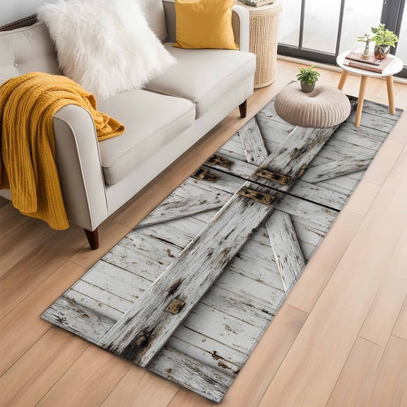 Runner Rugs 2x6 Ft, Vintage Gate Non Slip Area Rugs for Kitchen Bedroom Entryway, Farmhouse Wooden Grain Shabby Chic Door Washable Carpet Runner Rug Floor Mats for Bedroom Home Decor