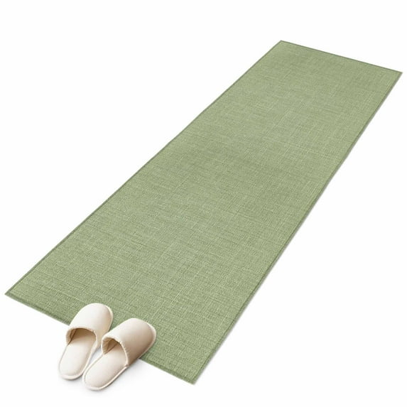 Runner Rugs 2x6 Ft, Vintage Sage Green Non Slip Area Rugs for Kitchen Bedroom Entryway, Farmhouse Retro Beige Solid Color Washable Carpet Runner Rug Floor Mats for Bedroom Home Decor