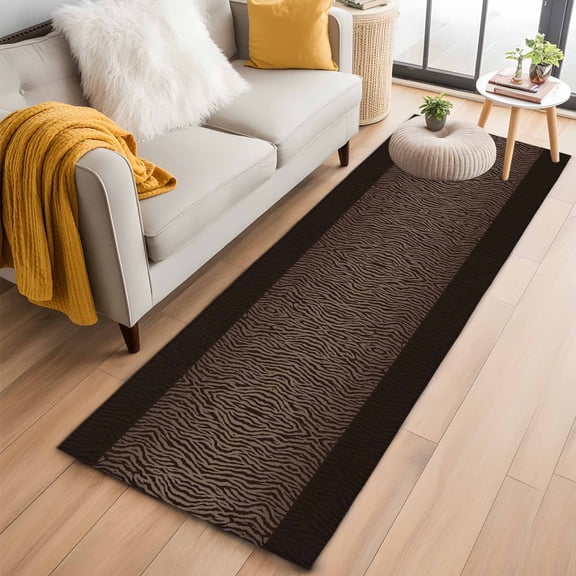 Runner Rugs 2x6 Ft, Zebras Print Non Slip Area Rugs for Kitchen Bedroom Entryway, Abstract Animal Skin Texture Brown Washable Carpet Runner Rug Floor Mats for Bedroom Home Decor